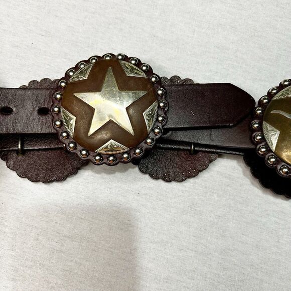 Cowboy Decor Brown Concho Belt Size 32, 9 Different Conchos Western Cowgirl - Picture 7 of 8